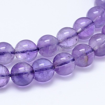 Natural Amethyst Round Bead Strands G-M212-4mm-01A-1