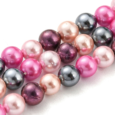 Electroplated Shell Pearl Beads Strands SHEL-F008-03A-09-1