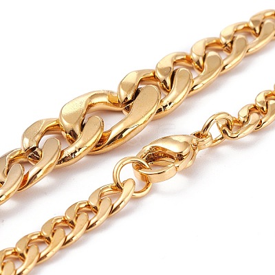 Men's PVD Vacuum Plating 304 Stainless Steel Graduated Cuban Link Chain Necklaces & Bracelets Jewelry Sets SJEW-I207-01G-1