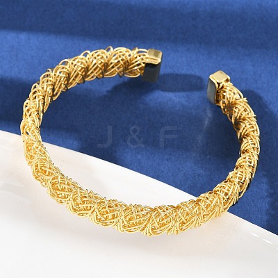 Brass Cuff Bangles for Women BJEW-C112-06G-1
