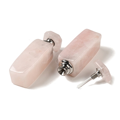 Natural Rose Quartz Dropper Perfume Bottle with Stainless Steel Color Tone 304 Stainless Steel Findings DJEW-H010-01P-02-1
