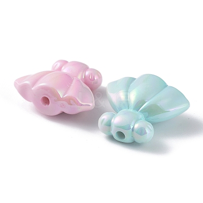UV Plating Rainbow Iridescent Acrylic Beads X-OACR-A029-06-1