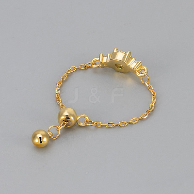 Adjustable Brass Micro Pave Cubic Zirconia Finger Rings WG86157-01-1