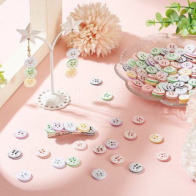 200Pcs 2-Hole Resin Buttons BUTT-TA0001-60A-1