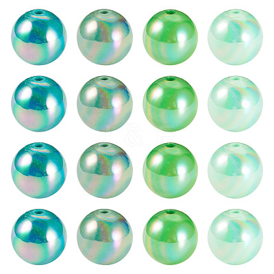 20Pcs 4 Colors UV Plating Opaque Acrylic Beads MACR-TADJ0001-03A-1