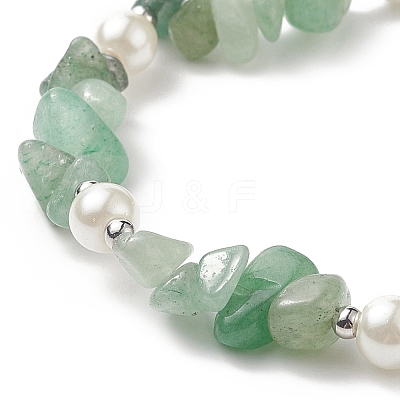 4Pcs 4 Style Natural & Synthetic Mixed Gemstone Chips & Glass Pearl Beaded Stretch Bracelets Set BJEW-TA00207-1