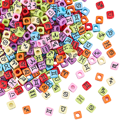 300Pcs Opaque Acrylic Beads OACR-SC0002-68-1