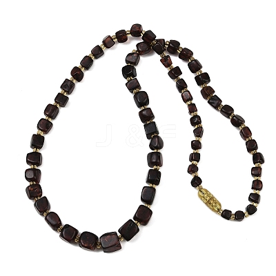 Natural Amber Beaded Necklaces NJEW-L466-02-1