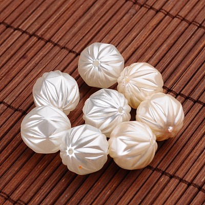 Oval with Flower Acrylic Imitation Pearl Beads X-OACR-O002-3791-1