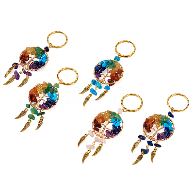 5Pcs 5 Style Gemstone Keychain KEYC-TA0001-18-1