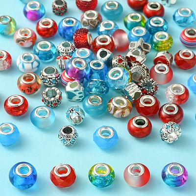 DIY Glass & Resin & Alloy Enamel European Beads Jewelry Making Finding Kit DIY-YW0009-01-1