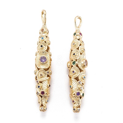 Real 18K Gold Plated Brass Micro Pave Cubic Zirconia Pendants X-ZIRC-M114-54G-1