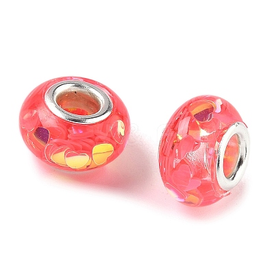 Transparent Resin Rondelle European Beads RESI-S023-08-1