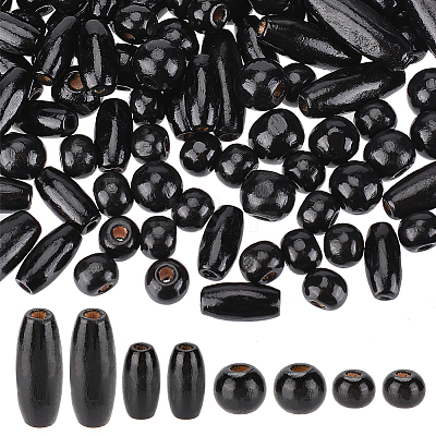 480Pcs 4 Style Dyed Natural Wood Beads WOOD-PH0002-42-1
