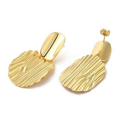 Twist Oval Brass Dangle Stud Earrings EJEW-G382-15G-1