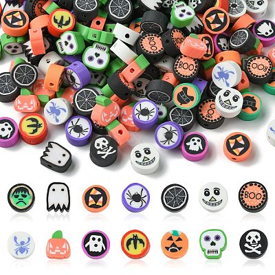 200Pcs 2 Styles Halloween Handmade Polymer Clay Beads CLAY-CJ0001-86-1