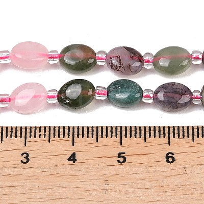 Natural African Turquoise(Jasper) & Rose Quartz & Red Aventurine & Indian Agate & Synthetic Goldstone Beads Strands G-Z135-A08-1