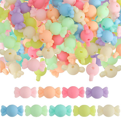 200Pcs Rubberized Style Acrylic Beads SACR-FH0001-15-1