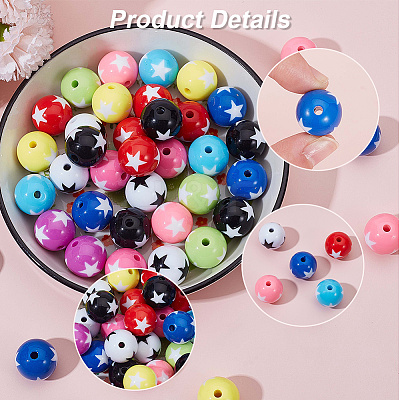 100Pcs 10 Colors Opaque Acrylic Beads SACR-SP0001-15-1