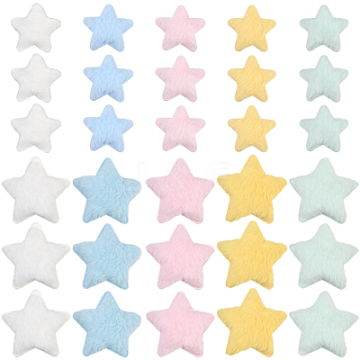 50Pcs 10 Colors Single Face Wool Fibre Cabochons FIND-SC0020-32-1