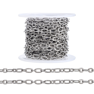 304 Stainless Steel Textured Cable Chains CHS-WH0020-004P-1