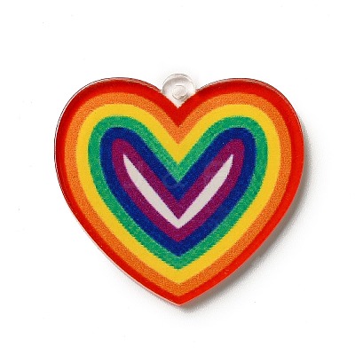 Rainbow Color Printed Acrylic Pendants OACR-B006-01F-1