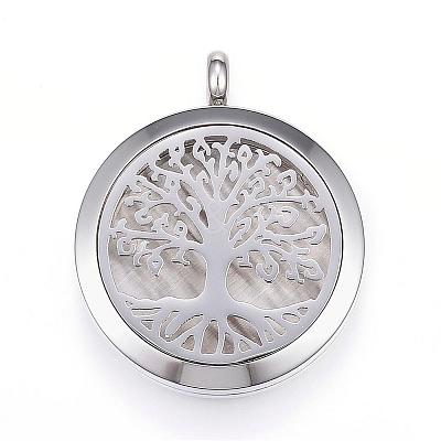 304 Stainless Steel Diffuser Locket Pendants STAS-D157-03I-1