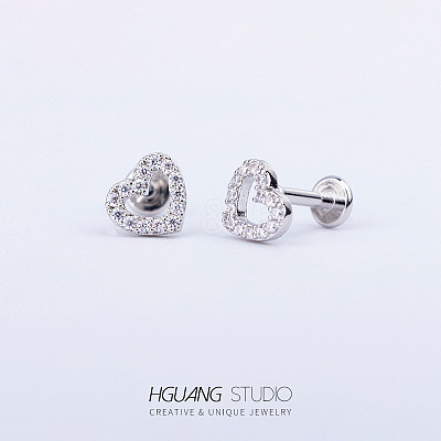 Stainless Steel Micro Pave Clear Cubic Zirconia Cartilage Earrings for Women Men WG126FA-13-1