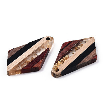Transparent Resin & Walnut Wood Pendants RESI-TAC0017-06-B01-1