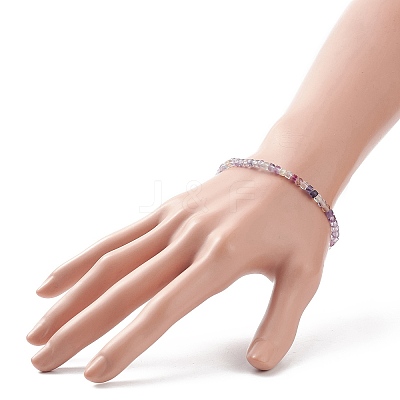 Natural Gemstone Cube Beaded Stretch Bracelet for Women BJEW-JB08976-1