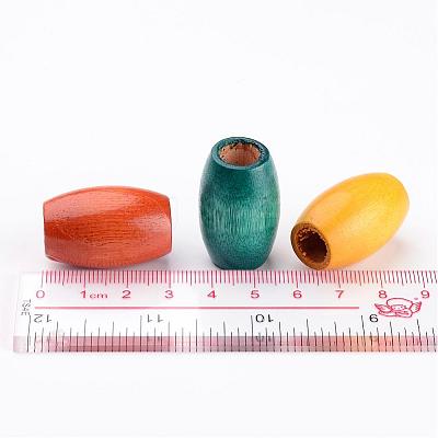 Mixed Lead Free Oval Natural Wood Beads X-WOOD-S619-M-LF-1