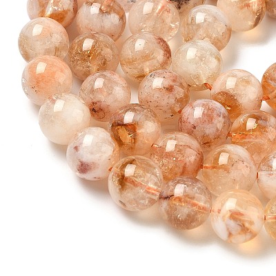 Heated Natural Citrine Beads Strands G-A262-A01-10mm-01-1