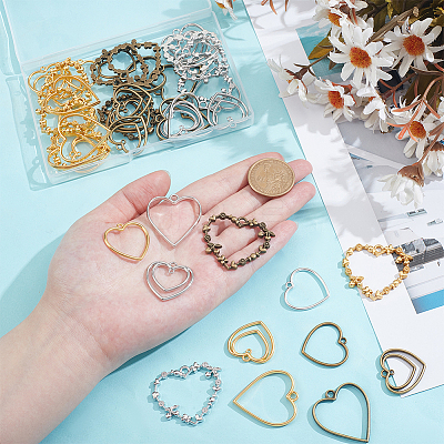 48Pcs 12 Styles Zinc Alloy Open Back Bezel Pendants FIND-PH0025-13-1