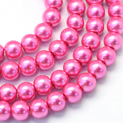 Baking Paint Pearlized Glass Pearl Round Bead Strands X-HY-Q330-8mm-54-1