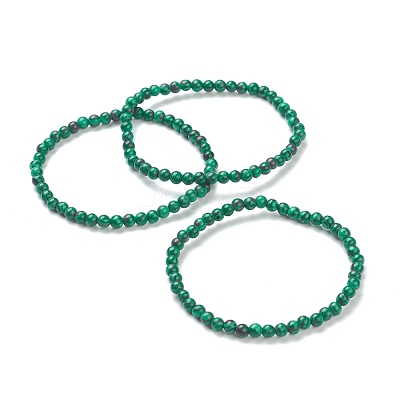 Synthetic Malachite Beaded Stretch Bracelets BJEW-D446-A-16-1
