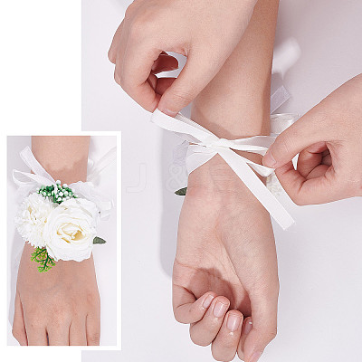 2PCS Silk Wrist Corsage AJEW-CP0001-51B-1