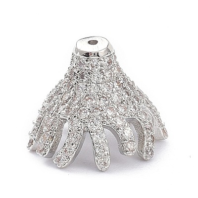 Brass Micro Pave Clear Cubic Zirconia Bead Caps ZIRC-P085-11P-1