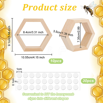 10Pcs Hexagon Wooden Dessert Cupcake Organizer Holder ODIS-GA0001-49-1