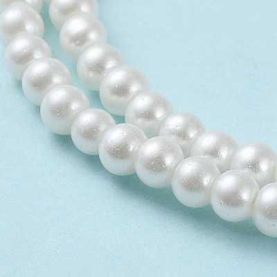 Baking Paint Pearlized Glass Pearl Round Bead Strands X-HY-Q003-4mm-01-1