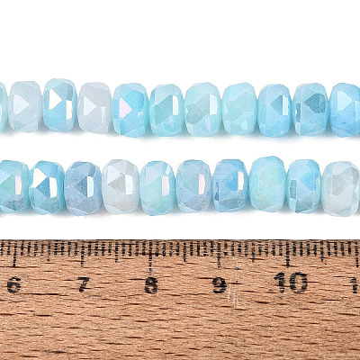 Electroplate Crackle Imitation Jade Glass Beads Strands EGLA-Q135-01A-C03-1