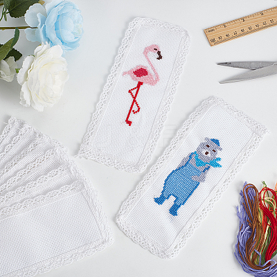 Polyester Lace Aida Cloth Bookmarks for Cross Stitch Making AJEW-WH0248-374-1