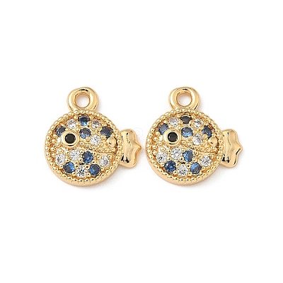 Brass Micro Pave Cubic Zirconia Charms X1-KK-C099-01A-G-1