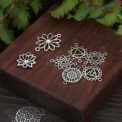 Chakra Tibetan Style Alloy Links TIBE-SC0001-08AS-FF-1