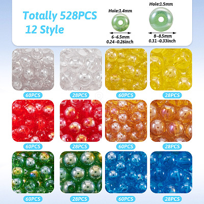 528Pcs 12 Style Electroplate Transparent Glass Beads GLAA-TA0002-31-1