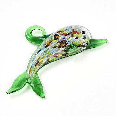 Handmade Silver Foil Lampwork Big Pendants LS-LAMP-T023-13D-1