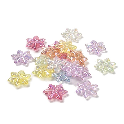 Christmas Snowflake UV Plating Luminous Rainbow Iridescent Acrylic Beads LACR-R001-07A-1
