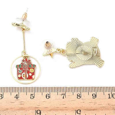 Christmas Alloy Enamel Dangle Stud Earrings LS-EJEW-F399-04B-G-1