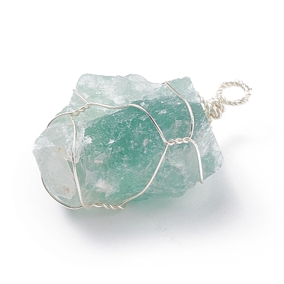 3Pcs 3 Styles Rough Raw Natural Rose Quartz & Quartz Crystal & Green Aventurine Big Pendants PALLOY-JF01391-1