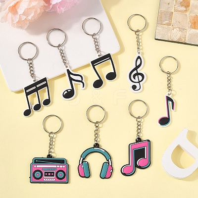 8 Pcs 8 Styles PVC Pendant Keychains KEYC-YW0001-25-1