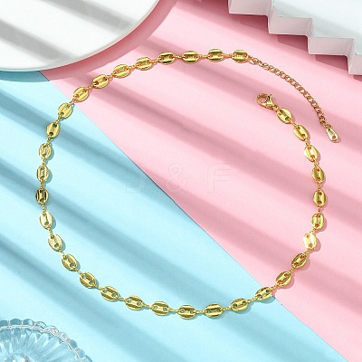 Brass Coffee Bean Chain Necklace for Women NJEW-JN04910-1